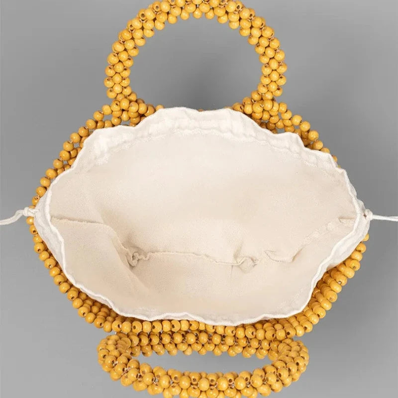 Sac en perles de bois au format panier