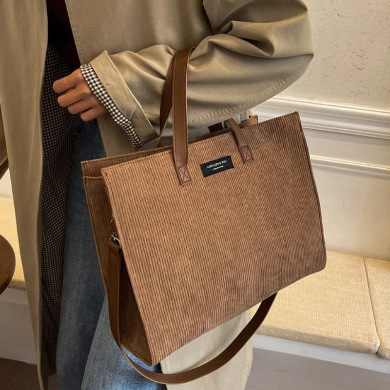 Sac en velours à côtes format cabas