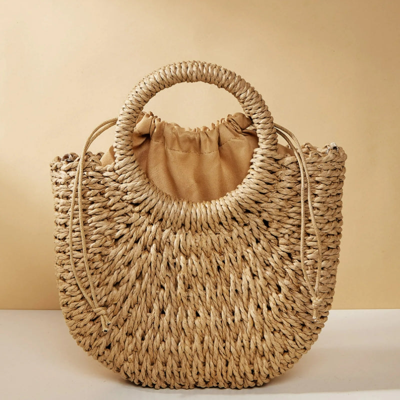 Sac façon panier en paille