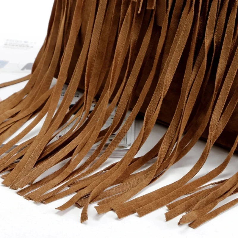 Sac féminin à bandoulière marron en simili suédine
