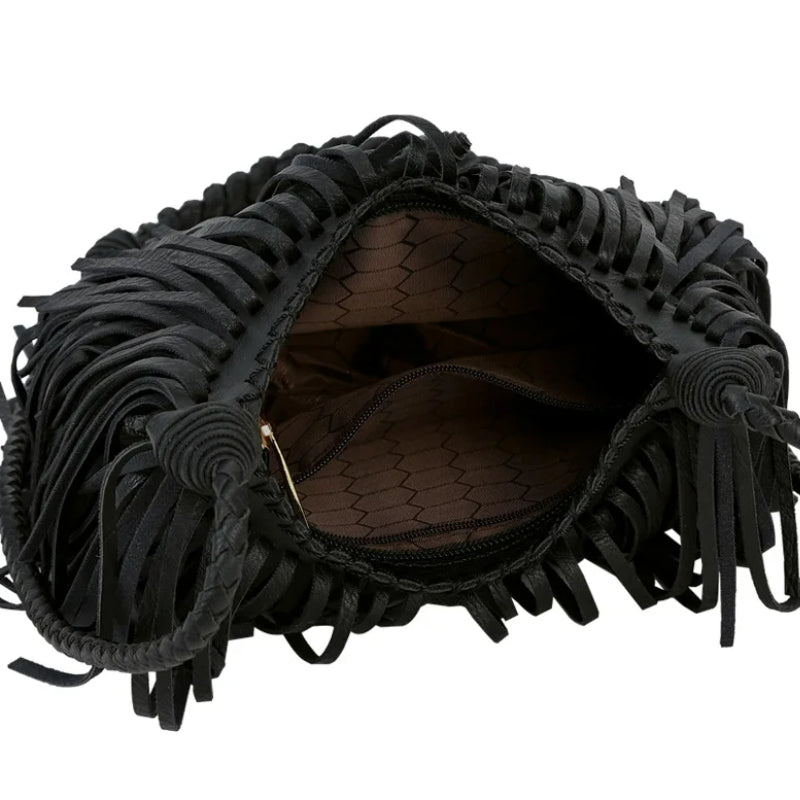 Sac féminin avec franges et bandoulière