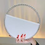 Sac féminin de mariage au format rond avec strass