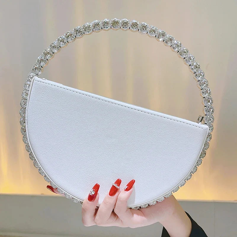 Sac féminin de mariage au format rond avec strass
