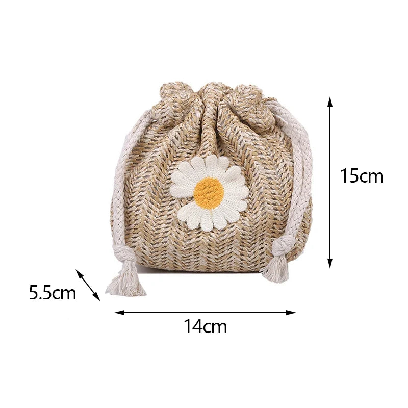 Sac féminin en forme de bourse avec pâquerette