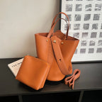 Sac féminin en forme de seau marron et luxueux