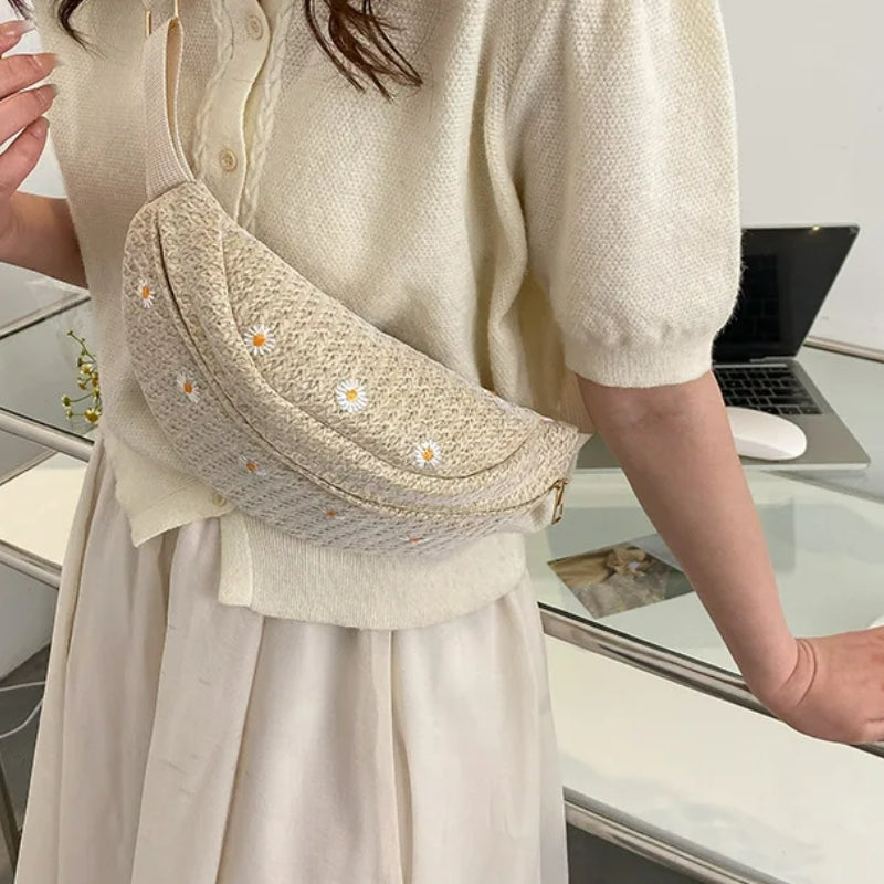 Sac féminin en paille de type banane