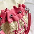 Sac féminin en paille forme seau vintage