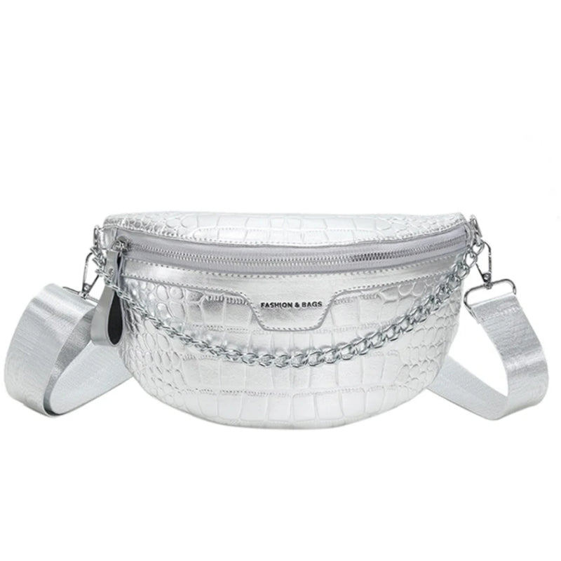 Sac féminin format banane métallisé