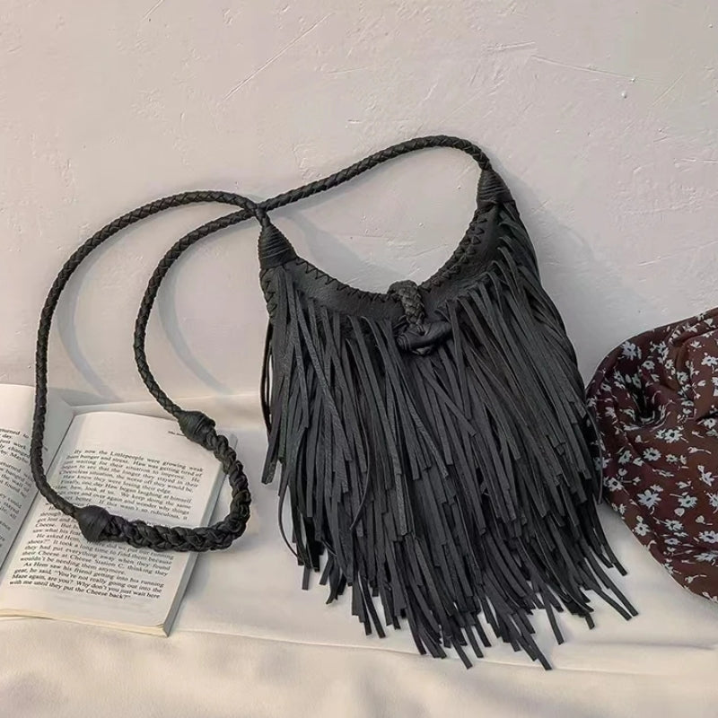 Sac féminin frangé à porter en bandoulière