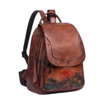 Sac féminin rétro à main et à dos avec motif dessiné