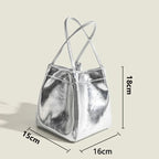 Sac féminin seau de couleur argentée