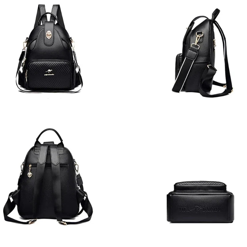 Sac féminin solide à main et à dos doté de plusieurs poches