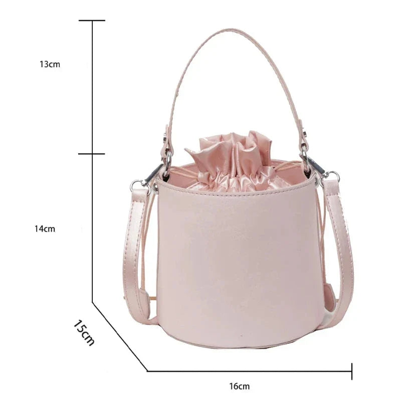 Sac féminin tendance en forme de seau rose