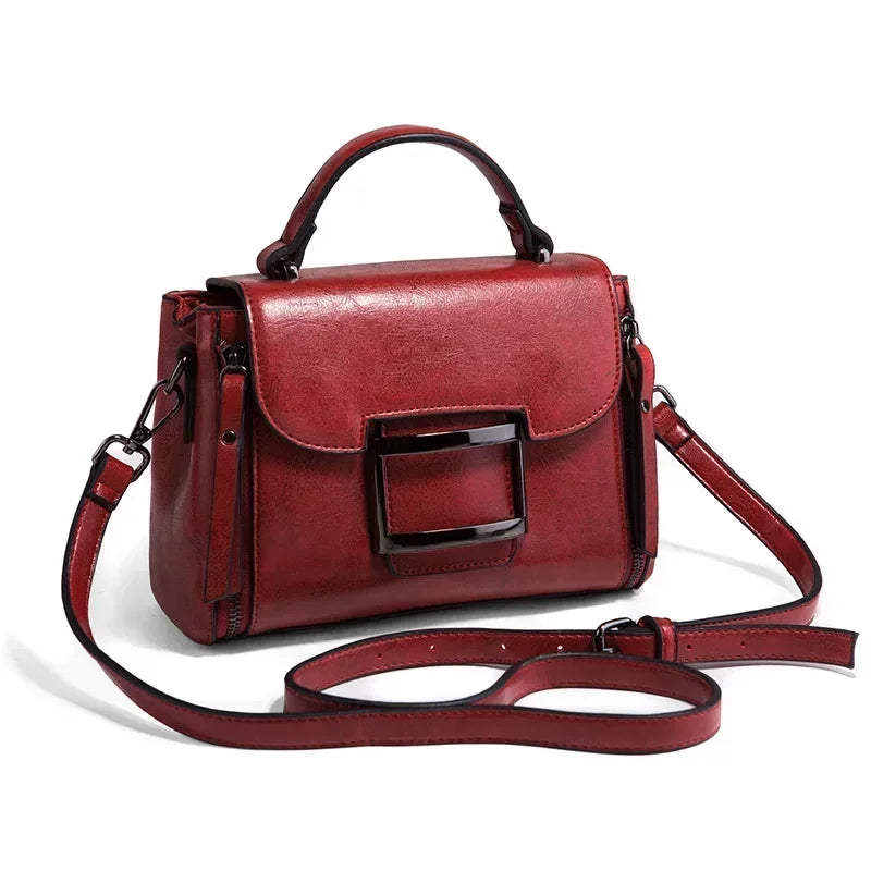 Sac féminin vintage marron à main avec bandoulière