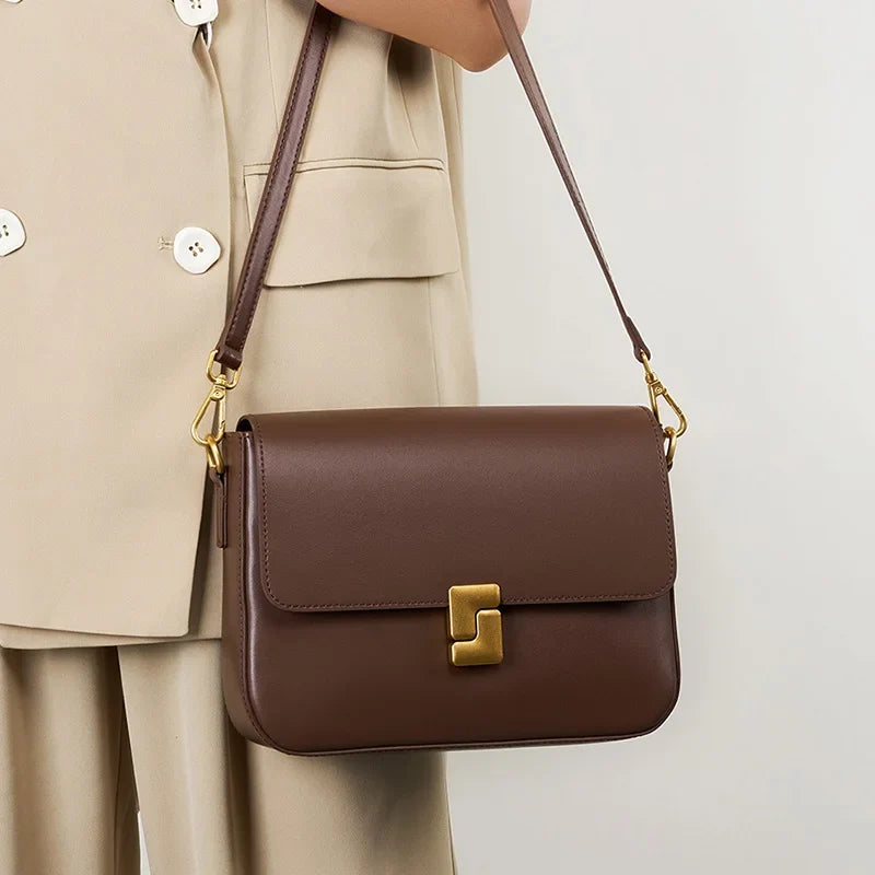 Sac femme à bandoulière en cuir marron