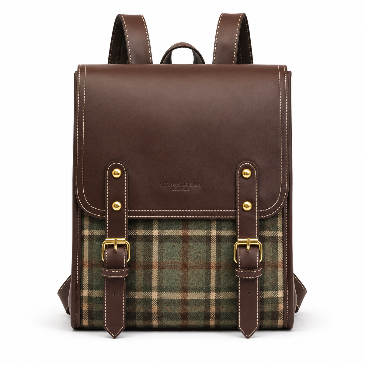 Sac femme à carreaux d’allure rétro façon cartable