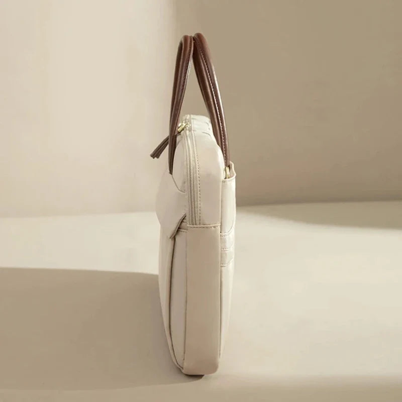 Sac femme beige en nylon pour ordinateur