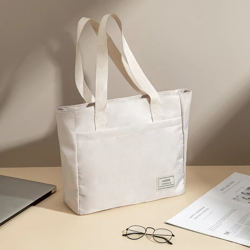 Sac femme blanc en toile pour ordinateur