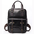 Sac femme brun façon cartable à plusieurs poches
