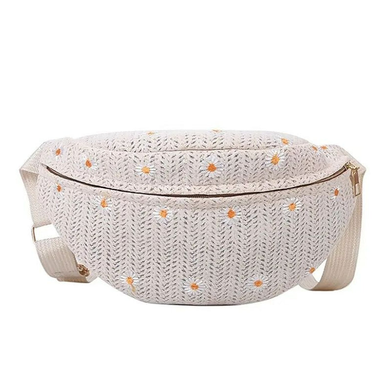 Sac femme de type banane en paille