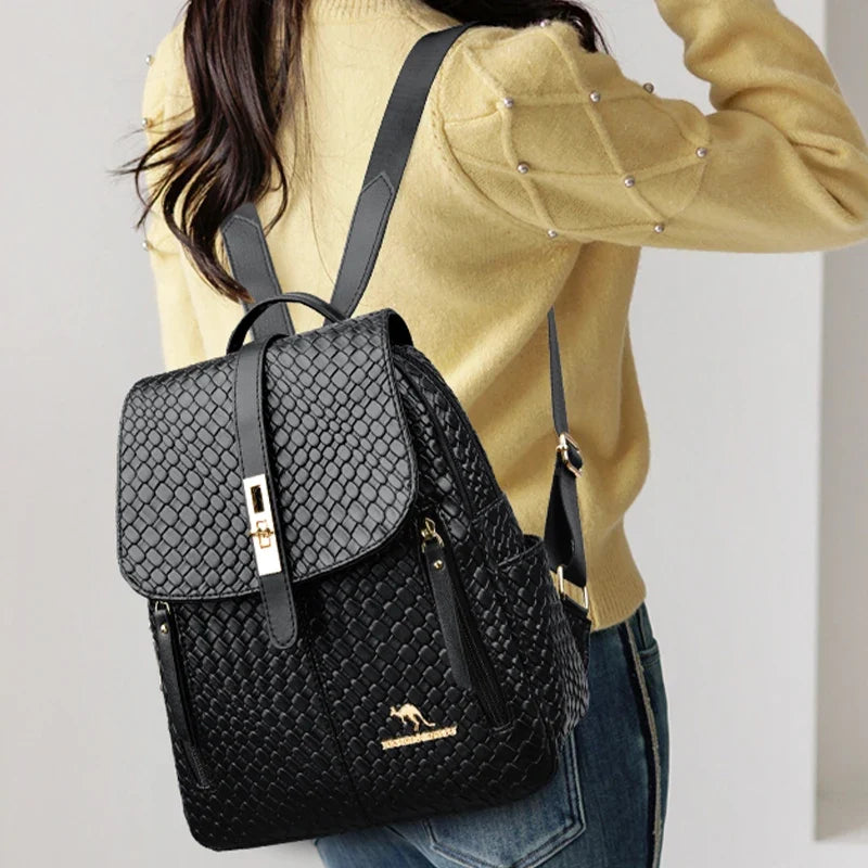 Sac femme élégant en simili noir, à main et dos