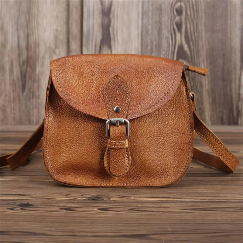 Sac femme en cuir style besace rétro