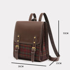 Sac femme façon cartable rétro à carreaux