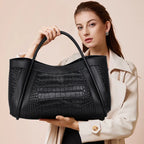 Sac femme grand format en cuir noir