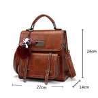 Sac femme marron façon cartable rétro
