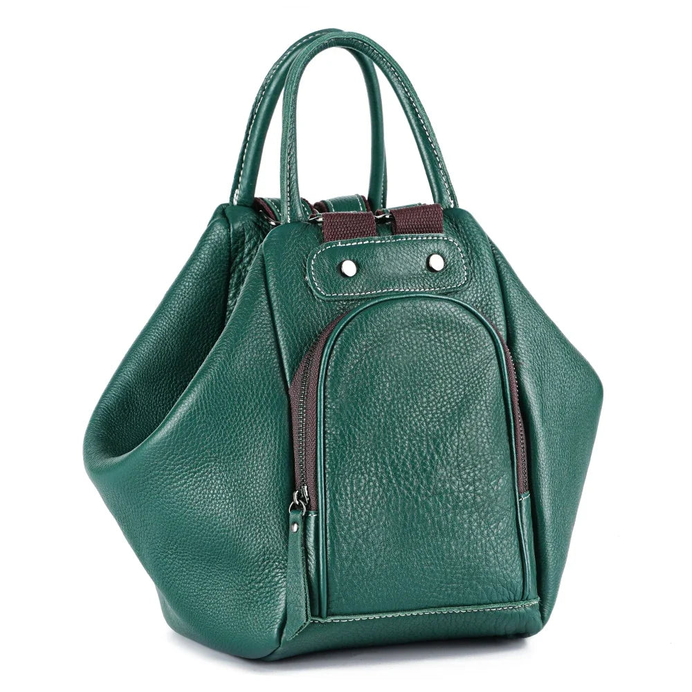 Sac femme modulable vert à main et à dos