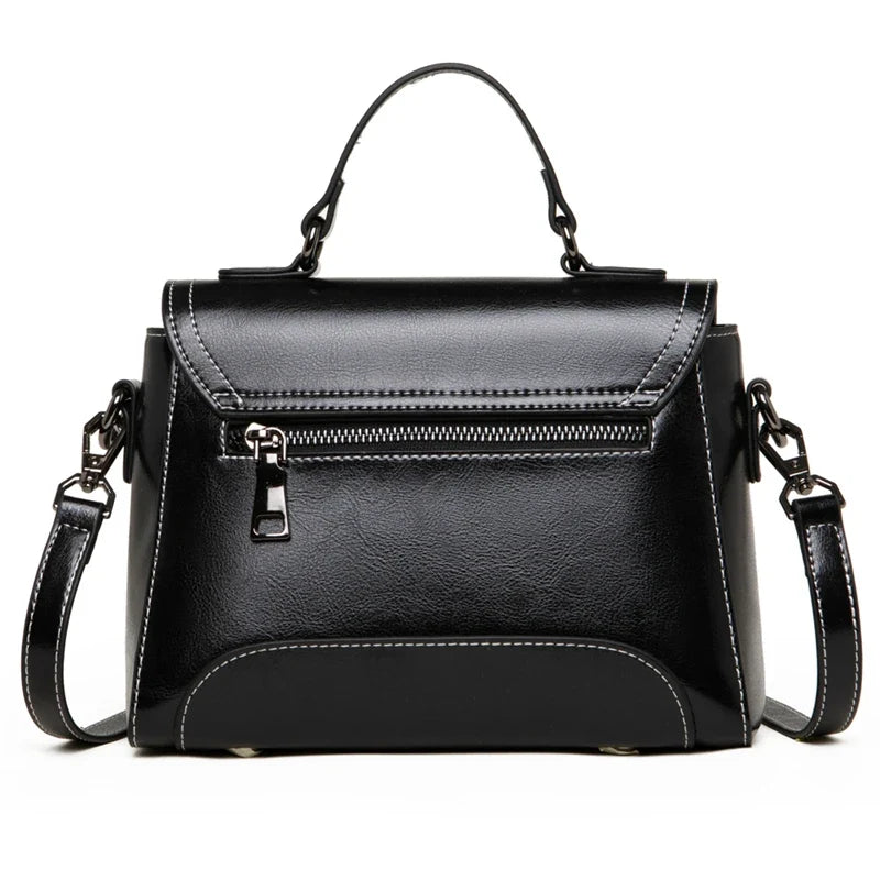 Sac femme noir en cuir d'inspiration cartable