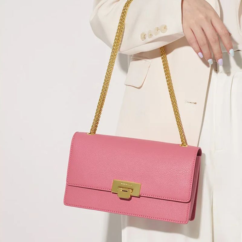 Sac femme rose en cuir de luxe à main