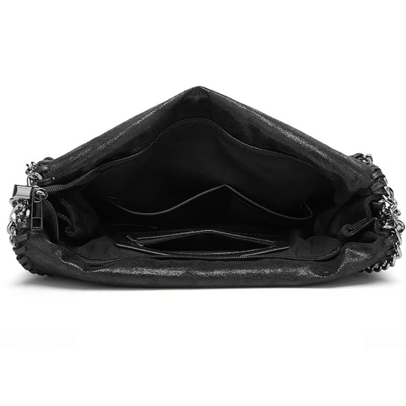 Sac femme souple de couleur noire à bandoulière
