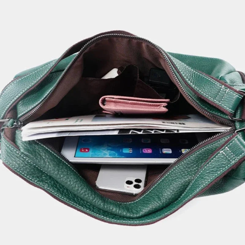 Sac femme vert modulable porté main ou dos