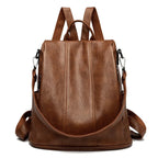 Sac femme vintage à main et à dos marron en simili