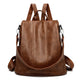 Damen Vintage Rucksack Und Handtasche Aus Braunem Kunstleder
