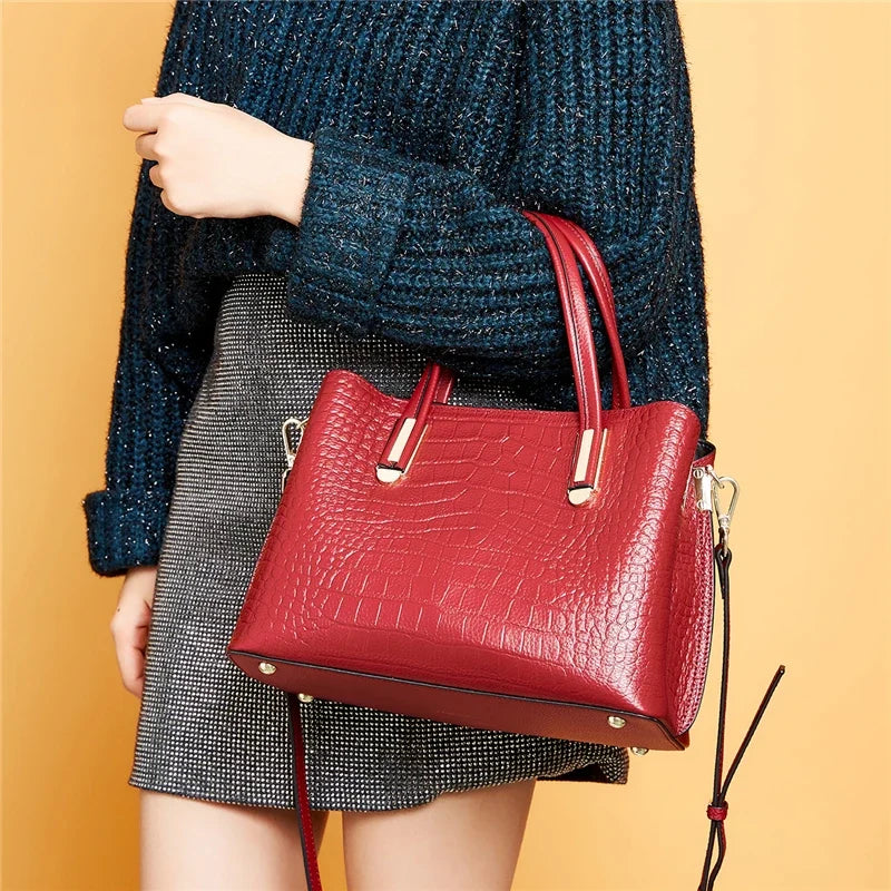 Sac glamour à bandoulière, cuir effet crocodile