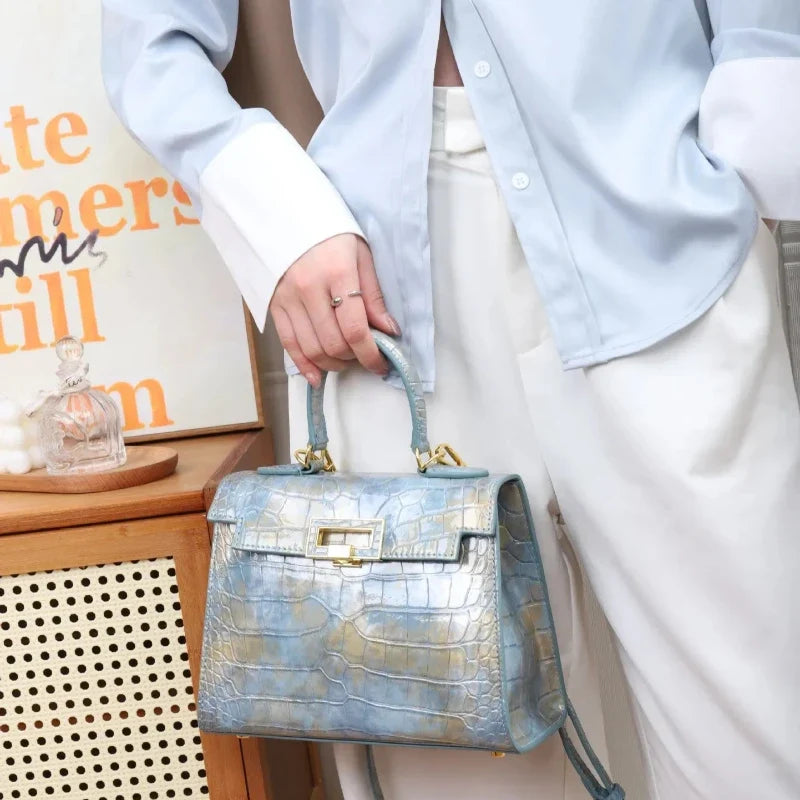 Sac haut de gamme à design crocodile abstrait