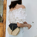 Sac hexagonal fabriqué en paille