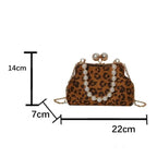 Sac léopard à perles pour femme