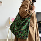 Sac léopard vert conçu en toile