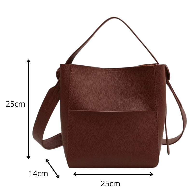 Sac marron féminin de forme seau