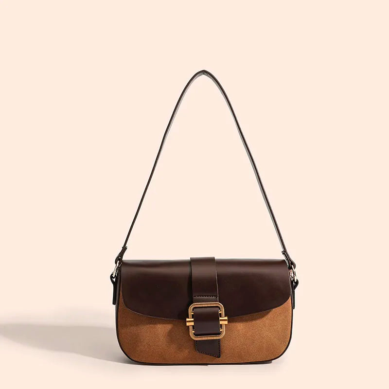 Sac marron format baguette avec bandoulière