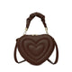 Bolso Acolchado Marrón Con Diseño De Corazón