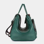 Sac modulable pour femme vert à porter main ou dos