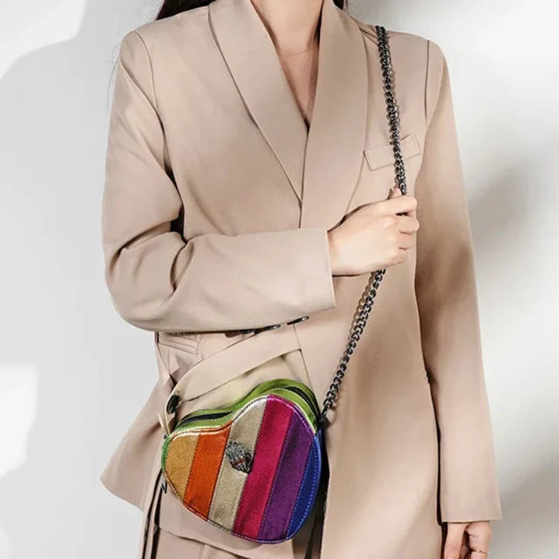 Sac multicolore à main avec motif cœur