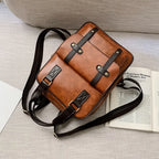 Sac multipoches pour femme au style cartable marron
