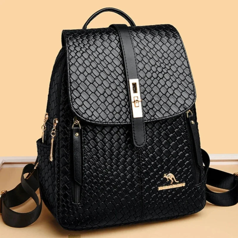Sac noir en simili pour femme, porté main ou dos