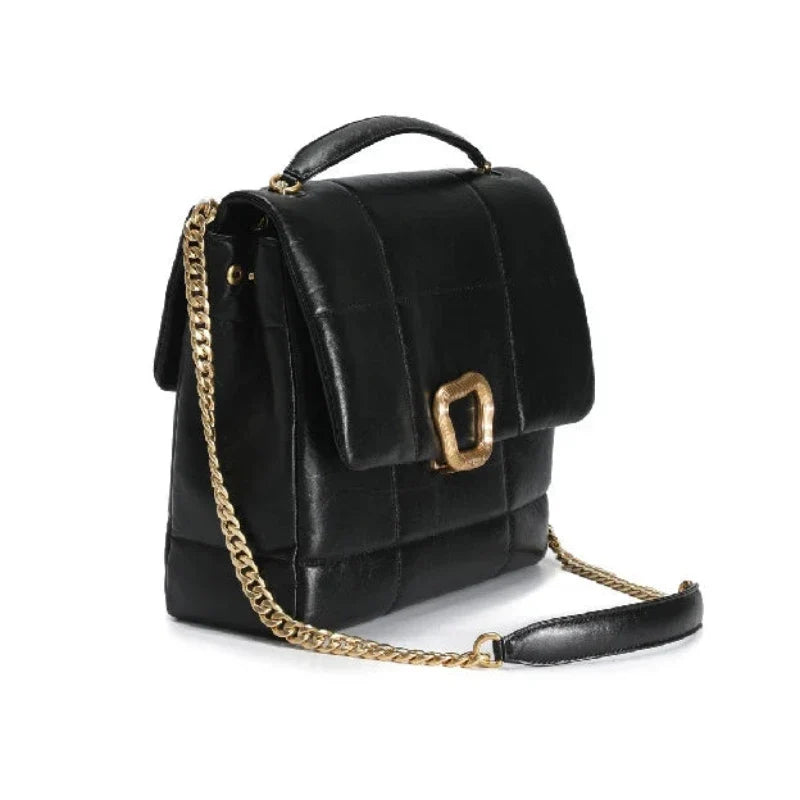 Sac noir matelassé style mallette