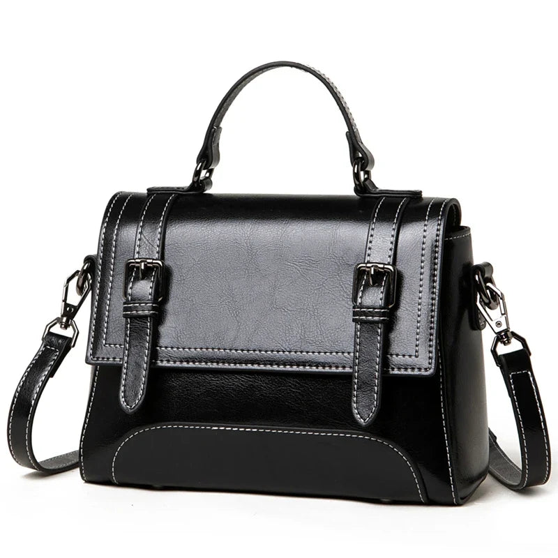 Sac noir pour femme en cuir au look cartable